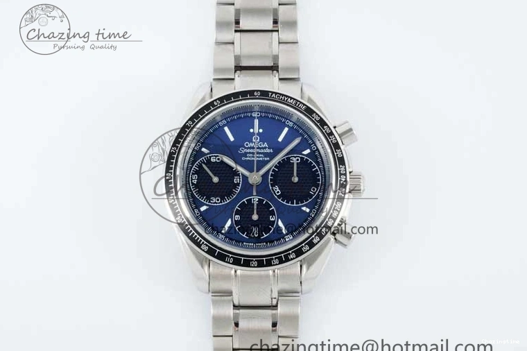 1222 UrbanChic Speedmaster Racing Master SS HKF Best Edition Blue Black Dial on SS Bracelet A 7808